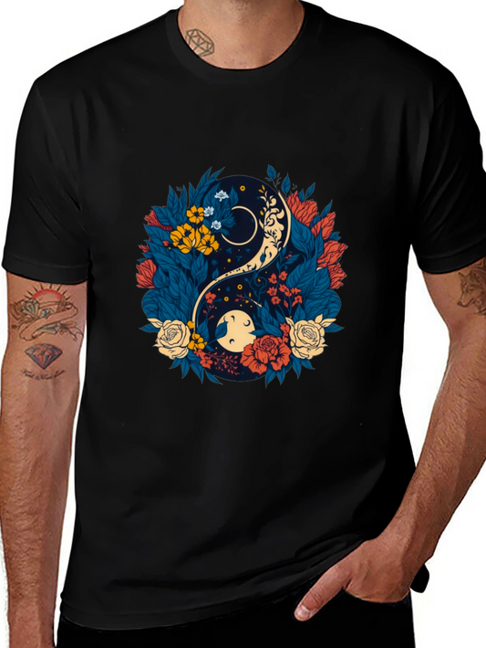Yin Yang Floral Graphic Tee - Comfort Fit