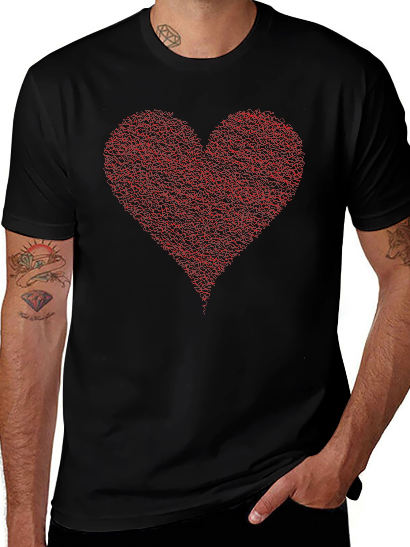 Red Heart Graphic Black Tee