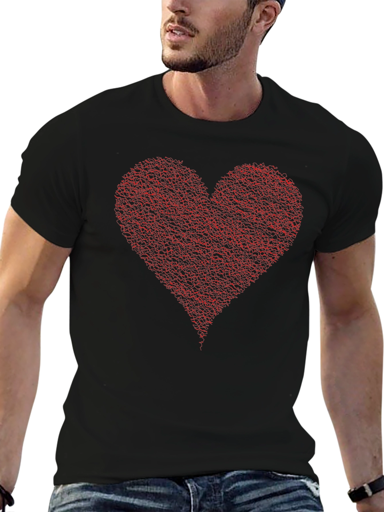 Red Heart Graphic Black Tee