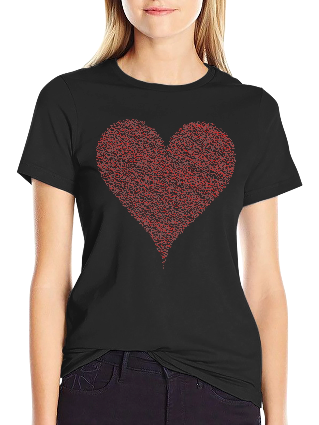Red Heart Graphic Black Tee