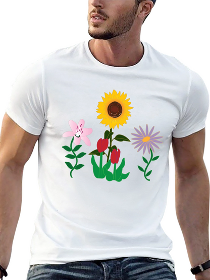Floral Graphic T-Shirt - Black Casual Tee