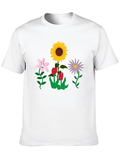 Floral Graphic T-Shirt - Black Casual Tee