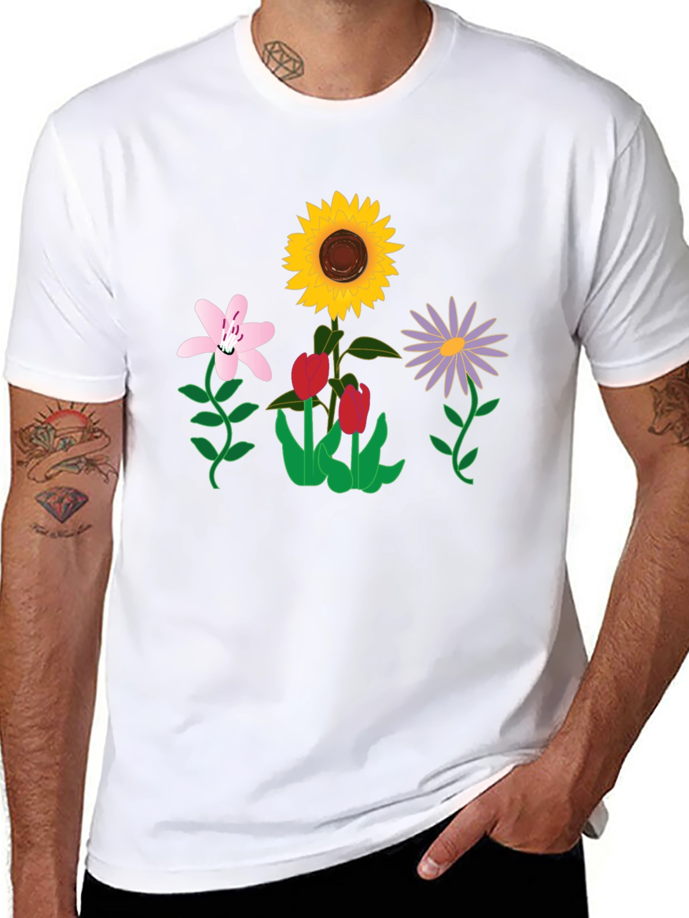 Floral Graphic T-Shirt - Black Casual Tee