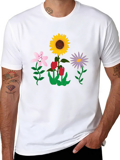 Floral Graphic T-Shirt - Black Casual Tee