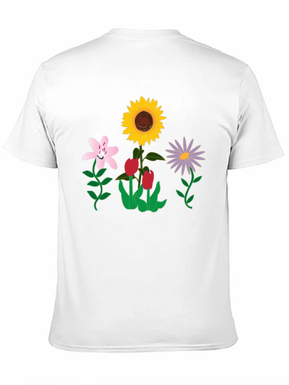 Floral Graphic T-Shirt - Black Casual Tee