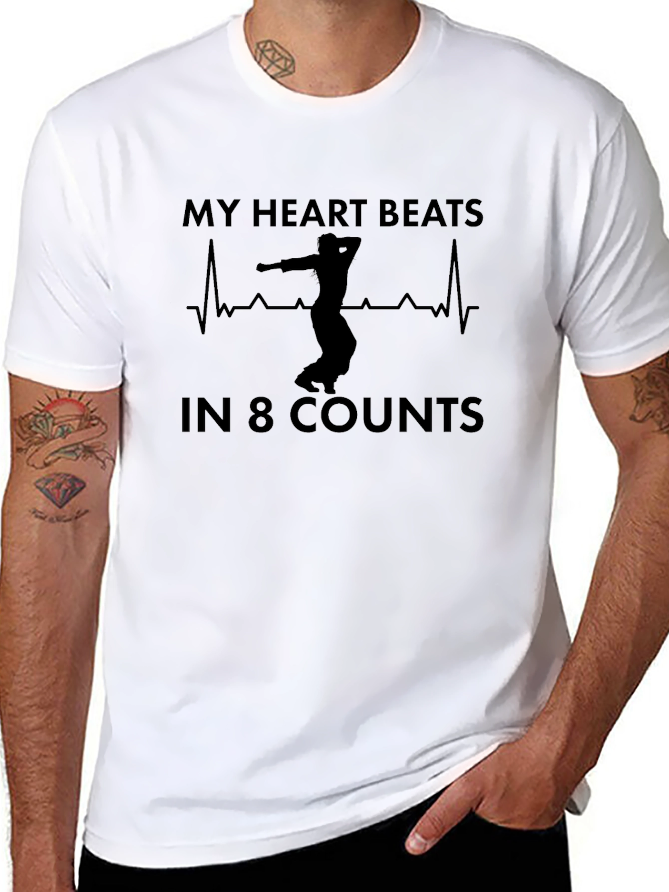 My Heart Beats In 8 Counts Black T-Shirt