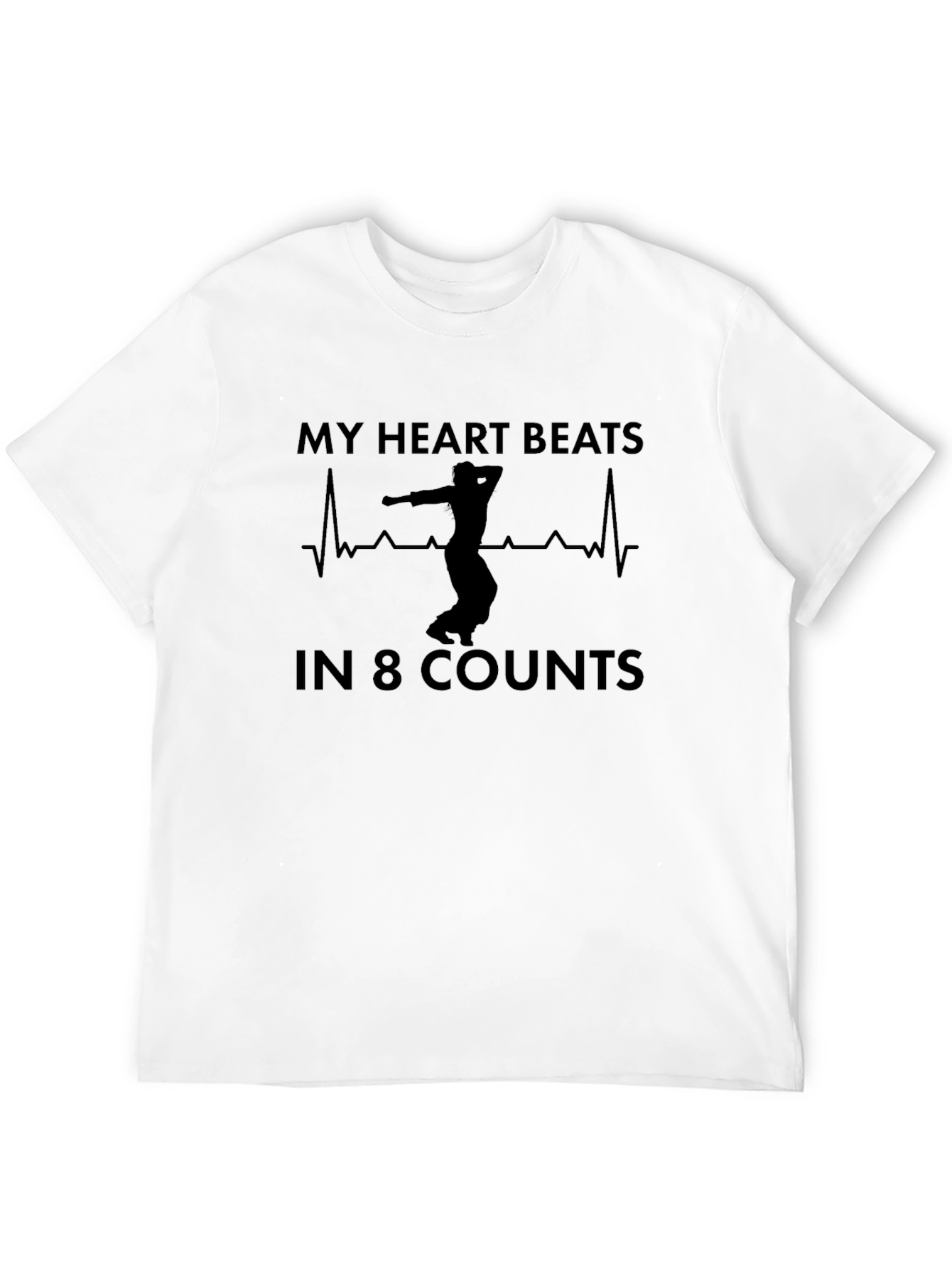 My Heart Beats In 8 Counts Black T-Shirt