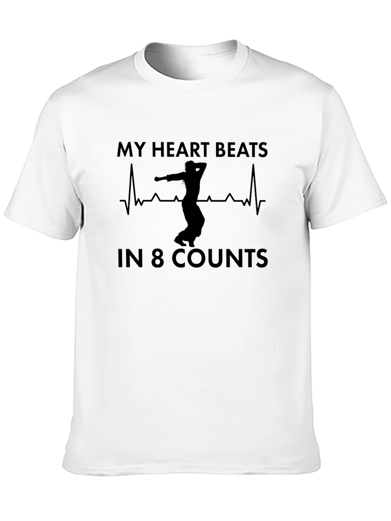 My Heart Beats In 8 Counts Black T-Shirt