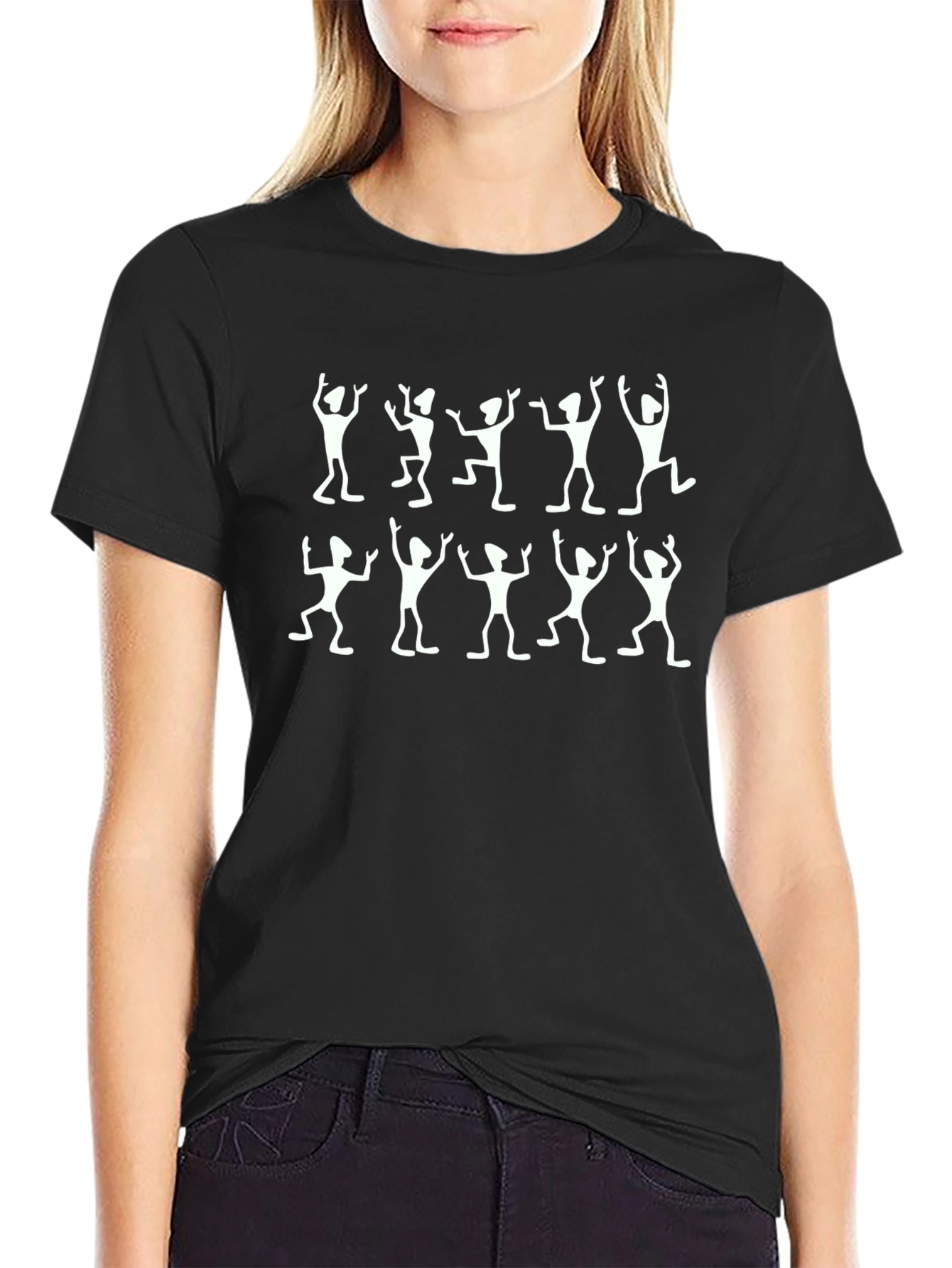 Dancing Figures Black Crew Neck T-Shirt