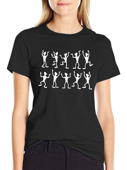 Dancing Figures Black Crew Neck T-Shirt