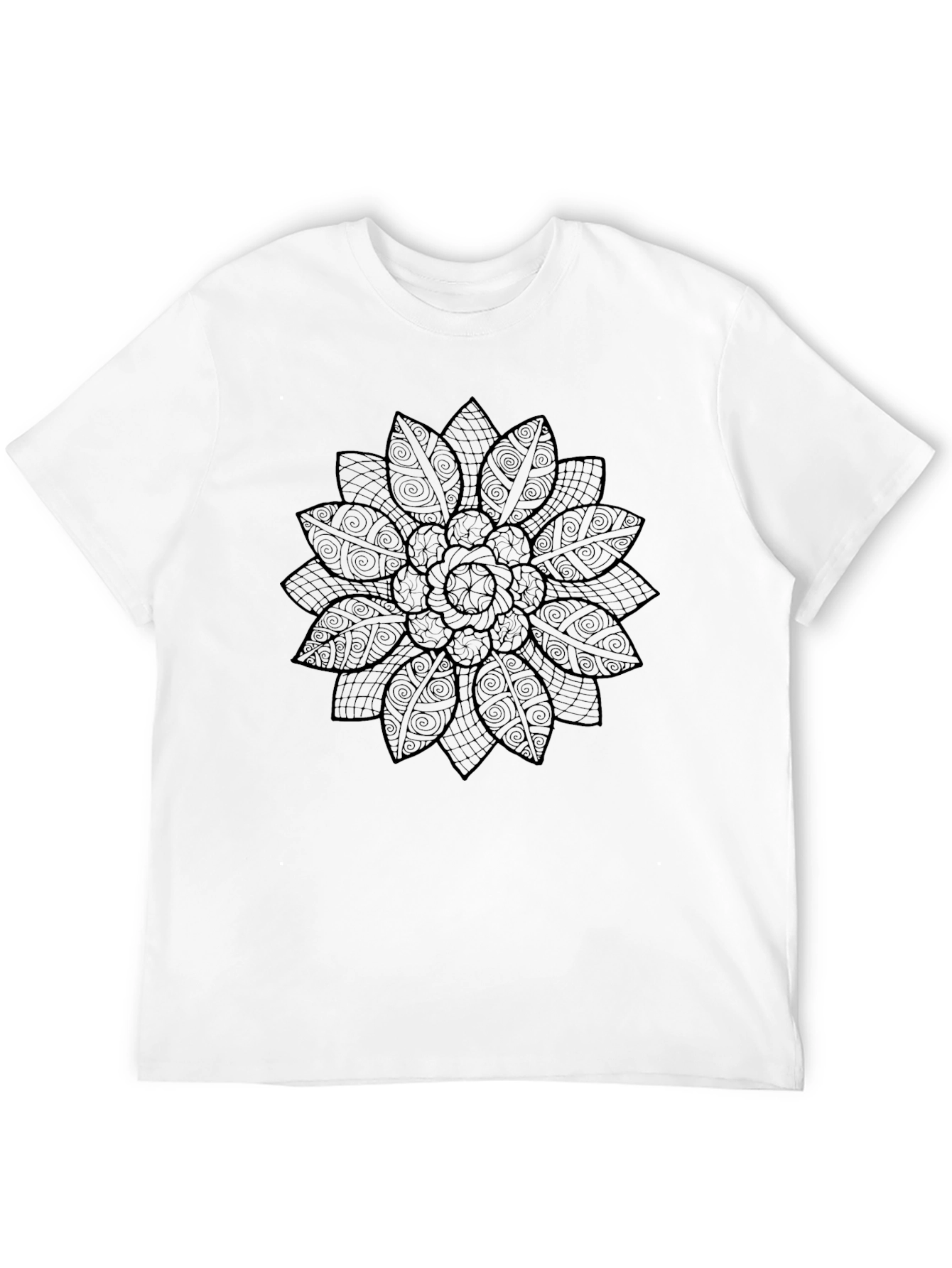 Black Floral Mandala Graphic T-Shirt