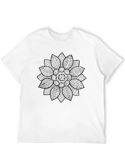 Black Floral Mandala Graphic T-Shirt
