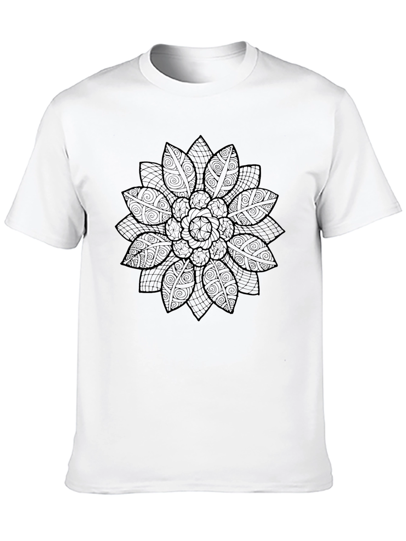 Black Floral Mandala Graphic T-Shirt