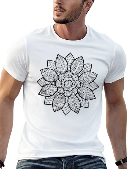 Black Floral Mandala Graphic T-Shirt