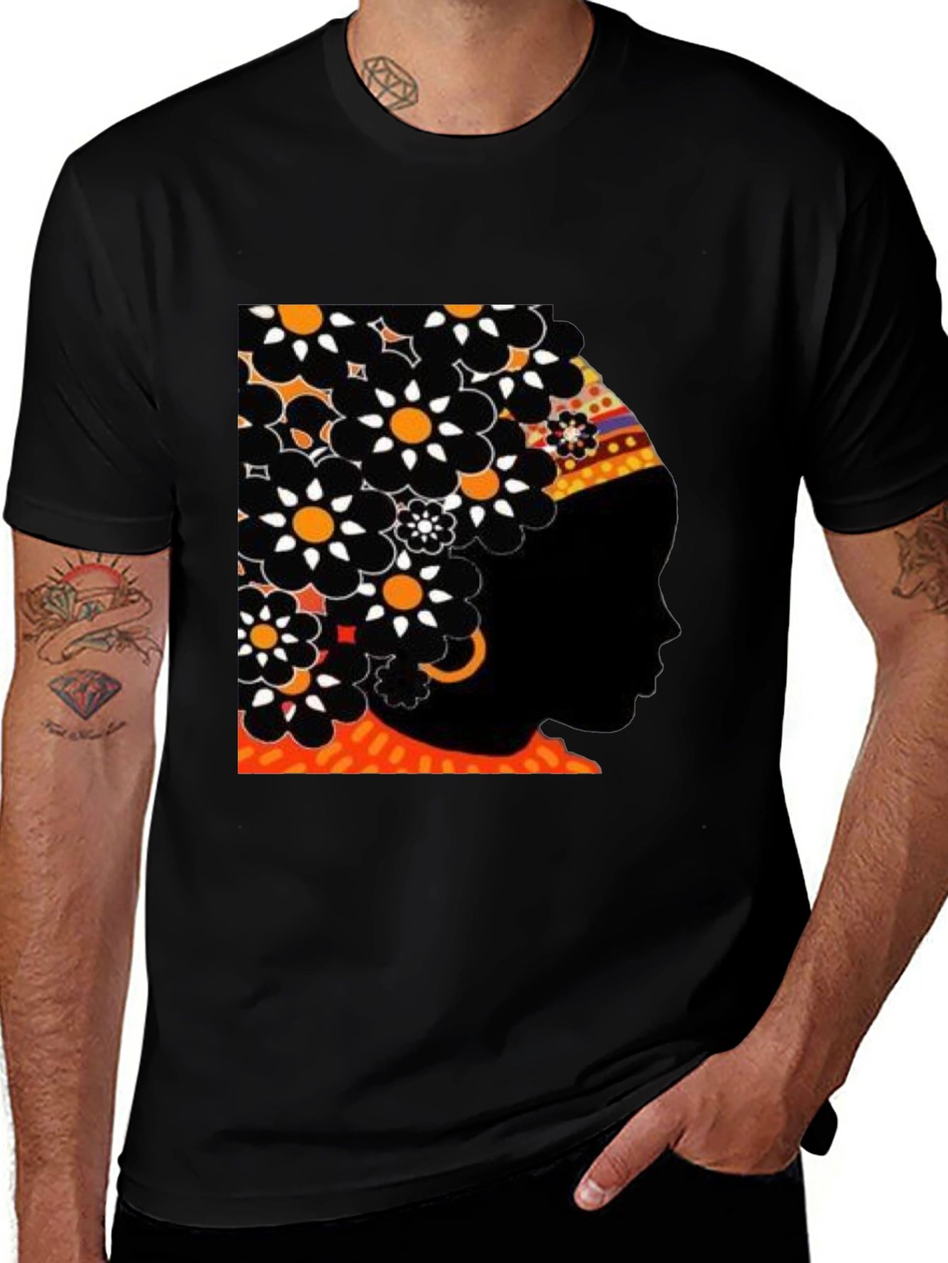 Floral Afro Silhouette Graphic Tee