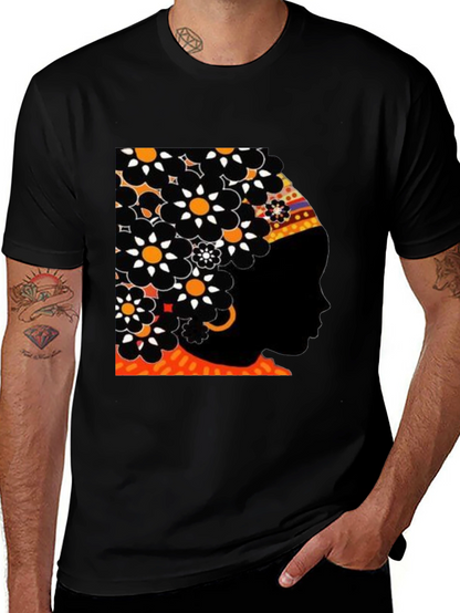 Floral Afro Silhouette Graphic Tee