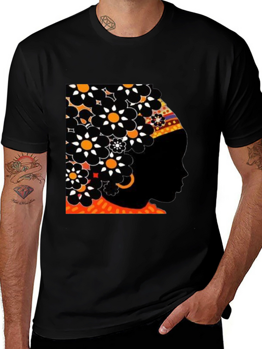 Floral Afro Silhouette Graphic Tee