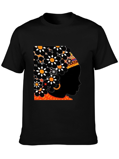Floral Afro Silhouette Graphic Tee