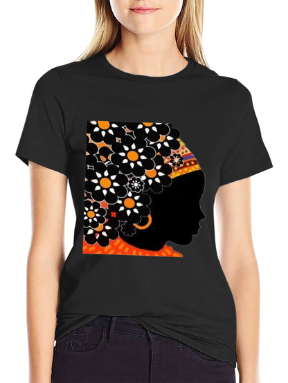 Floral Afro Silhouette Graphic Tee