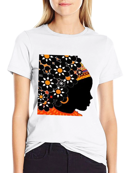 Floral Afro Silhouette Graphic Tee