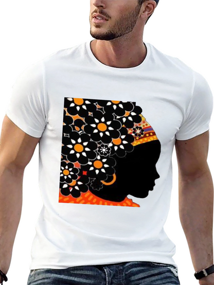 Floral Afro Silhouette Graphic Tee