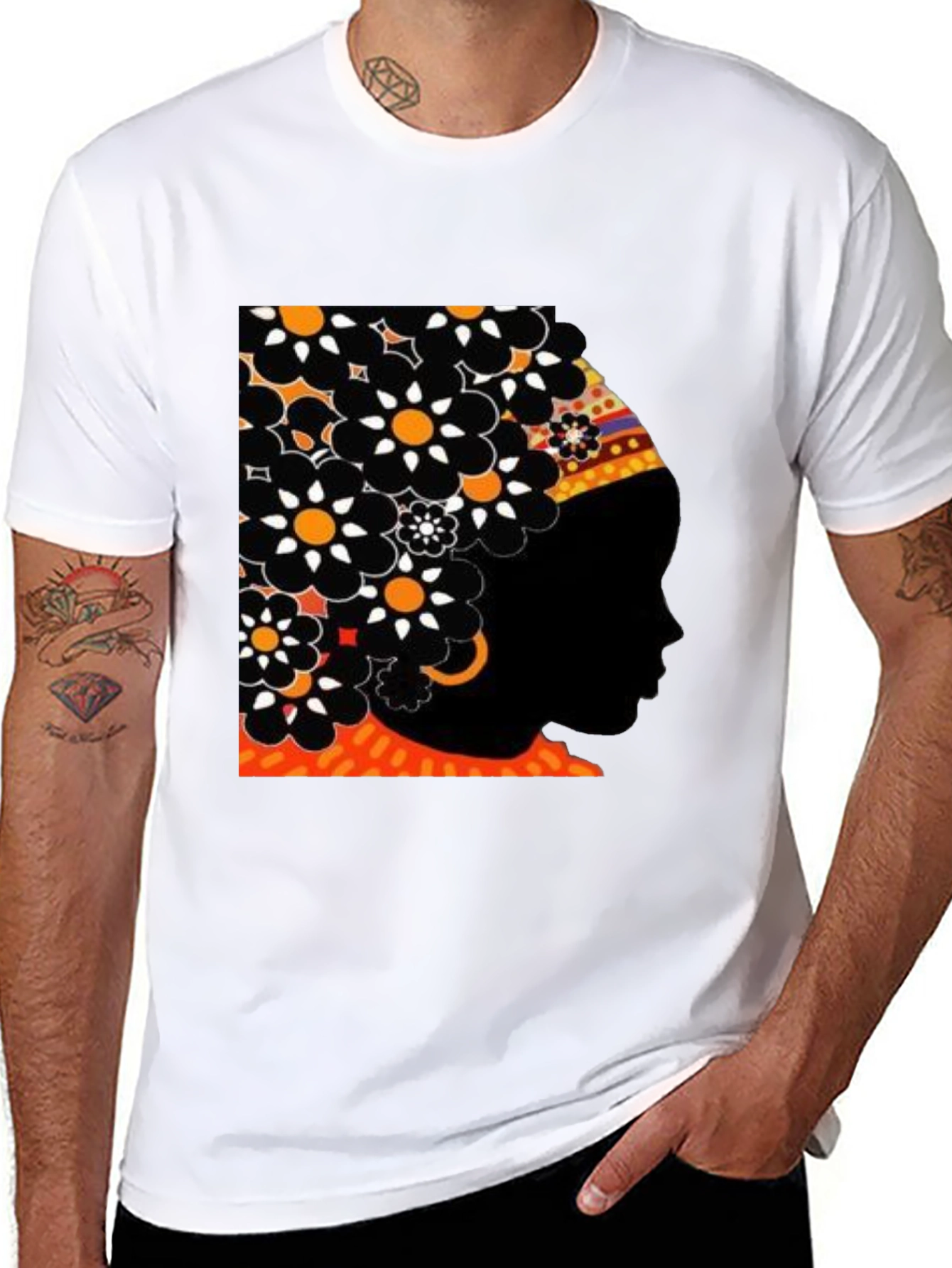 Floral Afro Silhouette Graphic Tee