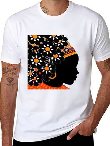Floral Afro Silhouette Graphic Tee