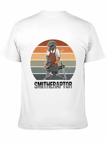 Smitheraptor T-Shirt: Dinosaur Blacksmith Design
