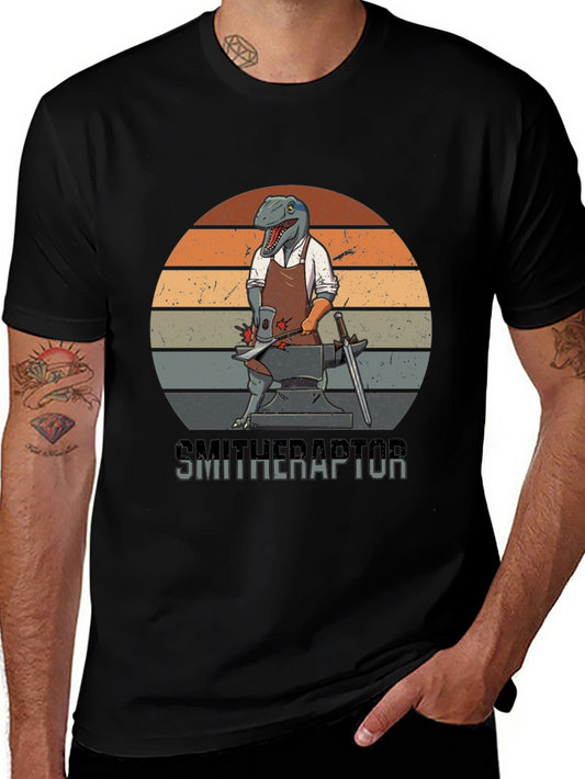 Smitheraptor T-Shirt: Dinosaur Blacksmith Design