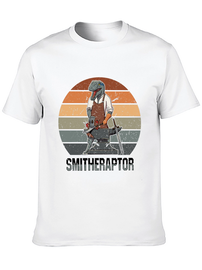 Smitheraptor T-Shirt: Dinosaur Blacksmith Design
