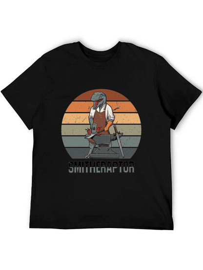 Smitheraptor T-Shirt: Dinosaur Blacksmith Design