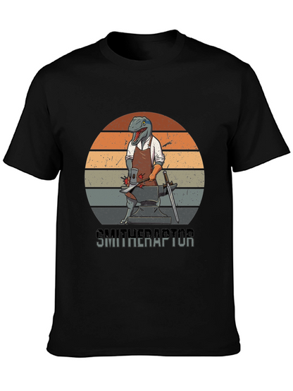 Smitheraptor T-Shirt: Dinosaur Blacksmith Design
