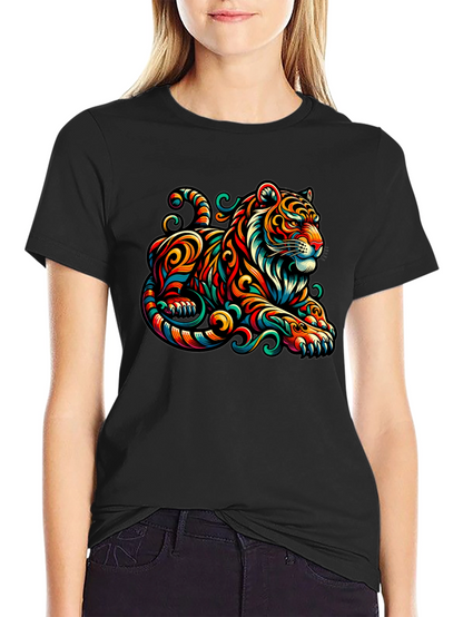 Vibrant Tiger Graphic Tee - Unique Animal Print