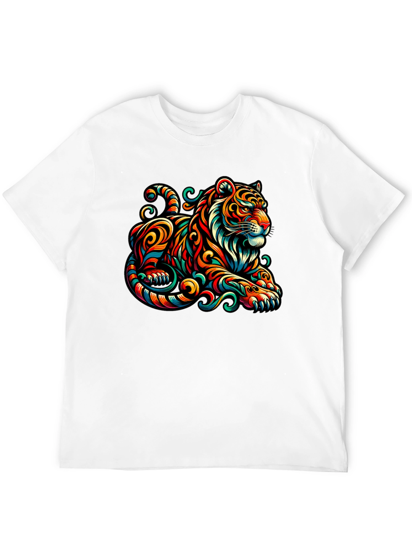 Vibrant Tiger Graphic Tee - Unique Animal Print