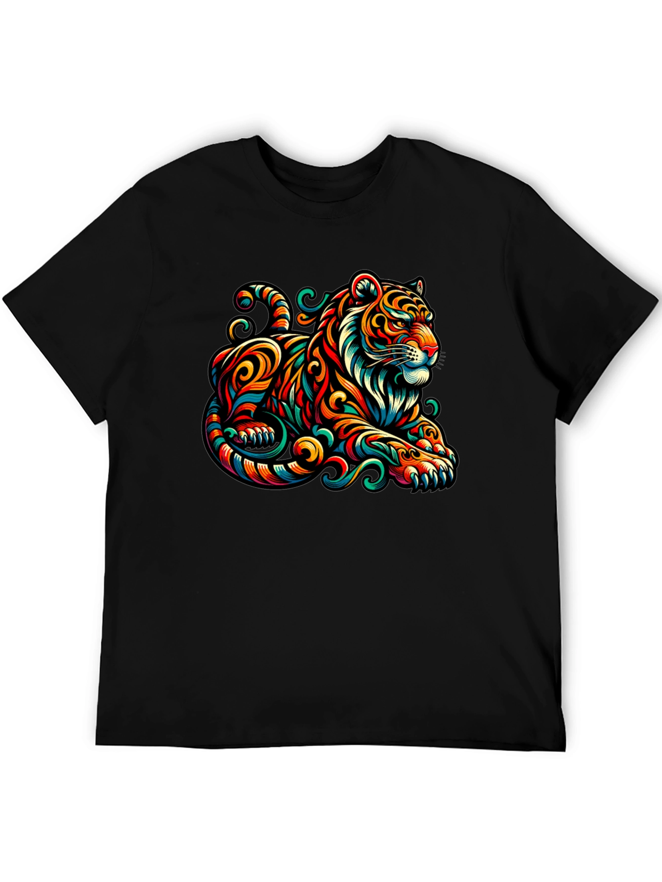 Vibrant Tiger Graphic Tee - Unique Animal Print
