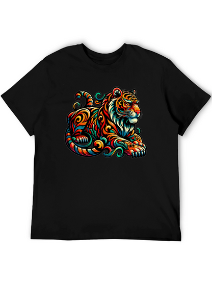 Vibrant Tiger Graphic Tee - Unique Animal Print