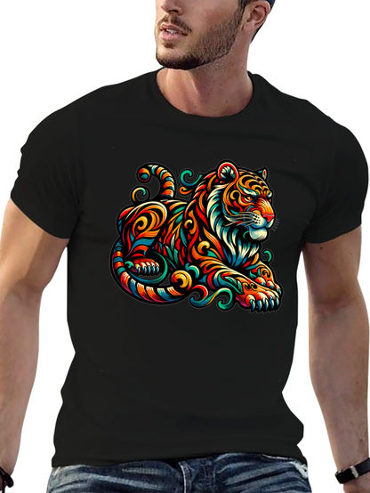 Vibrant Tiger Graphic Tee - Unique Animal Print