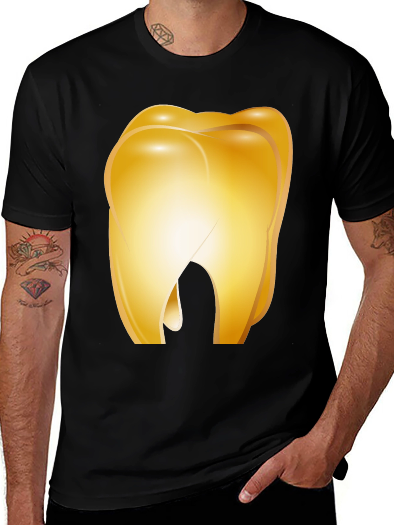 Golden Tooth Graphic Tee - Novelty Dental Shirt