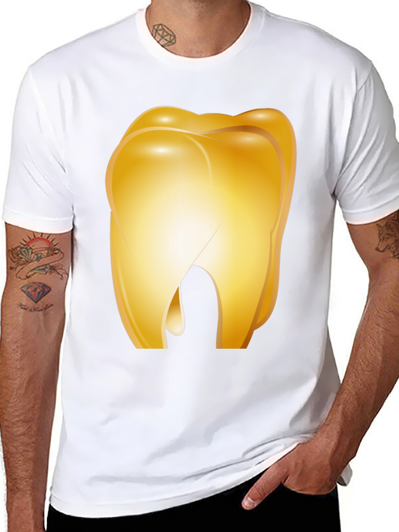 Golden Tooth Graphic Tee - Novelty Dental Shirt