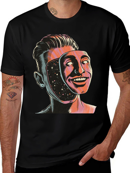Surreal Man Face Mask Graphic Tee