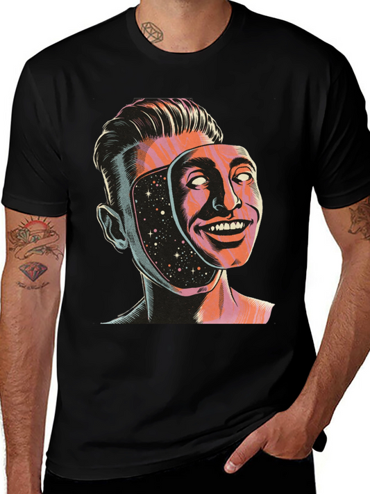 Surreal Man Face Mask Graphic Tee