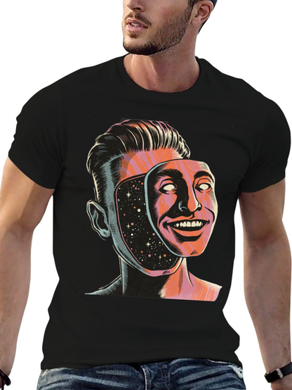 Surreal Man Face Mask Graphic Tee