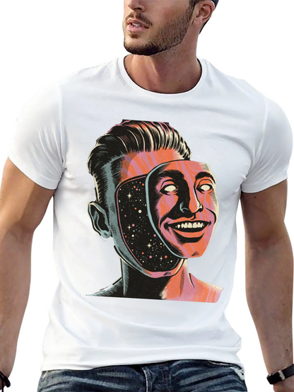 Surreal Man Face Mask Graphic Tee