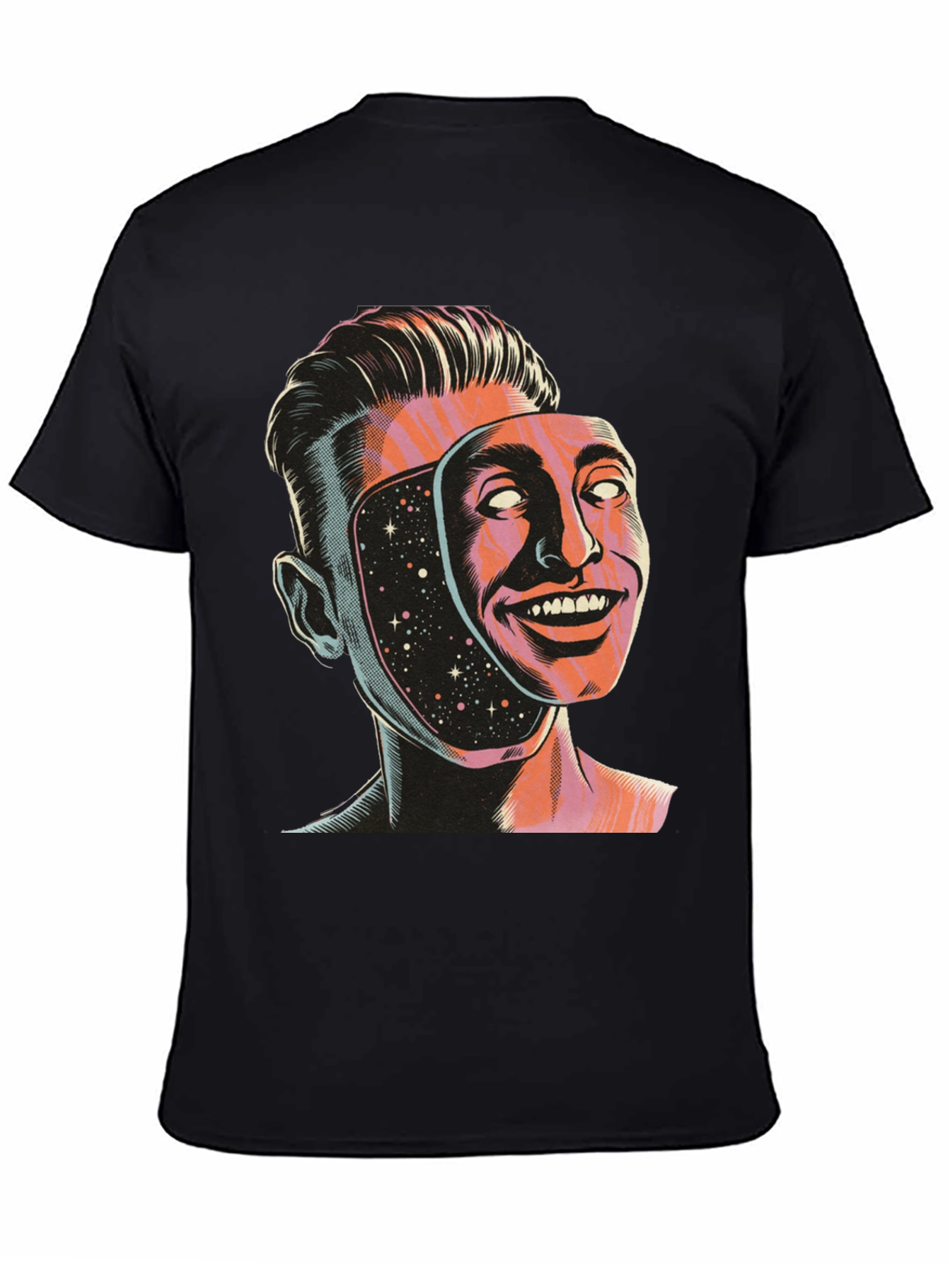 Surreal Man Face Mask Graphic Tee