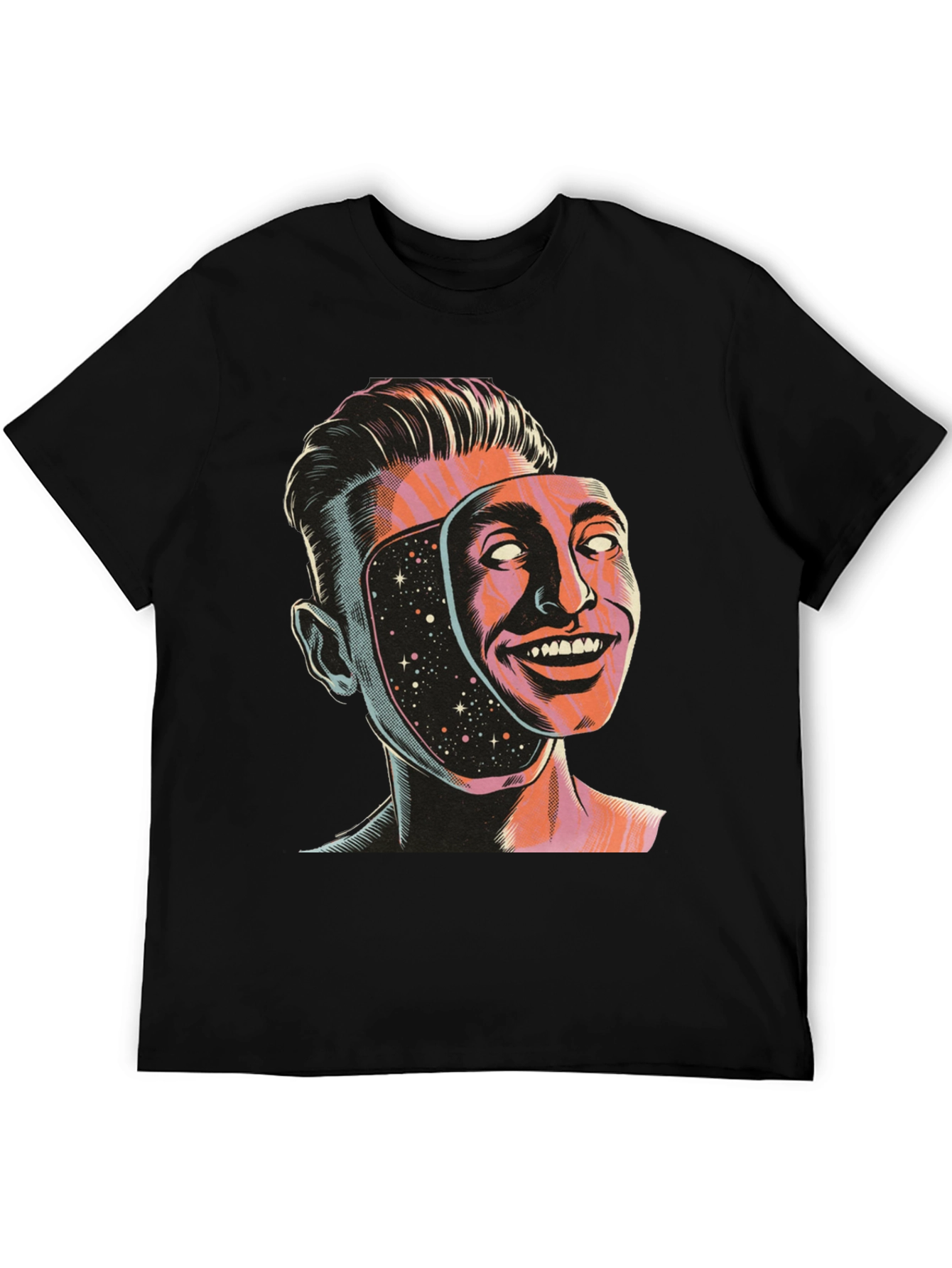 Surreal Man Face Mask Graphic Tee