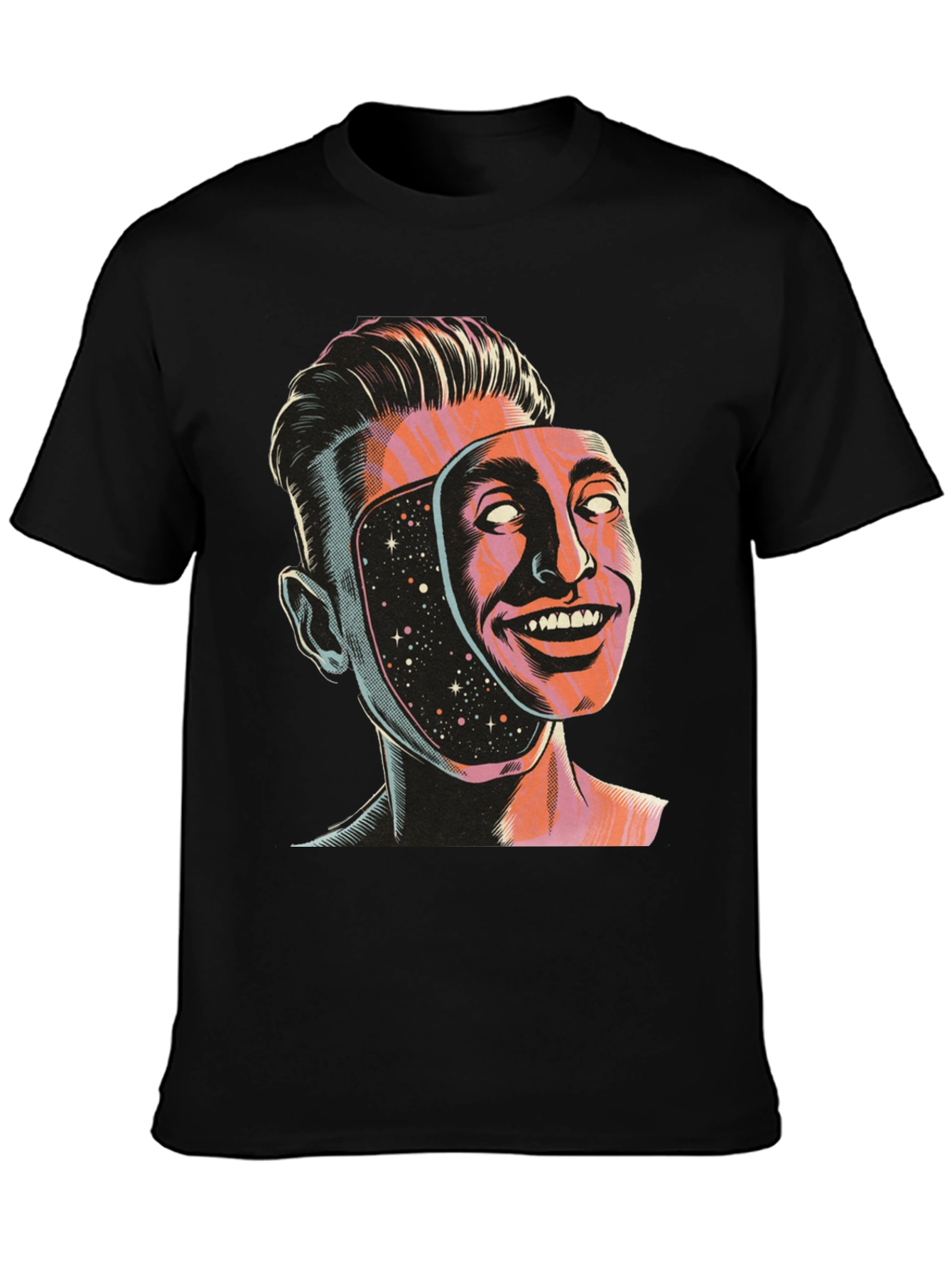 Surreal Man Face Mask Graphic Tee
