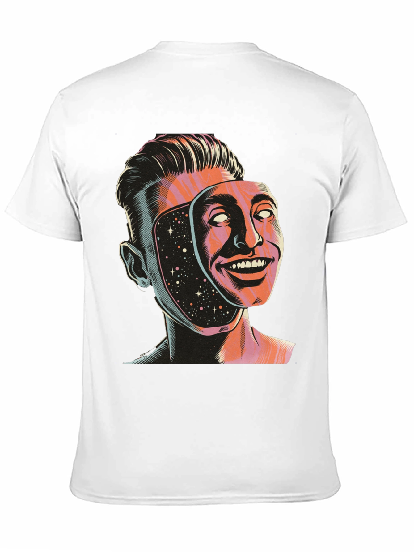 Surreal Man Face Mask Graphic Tee
