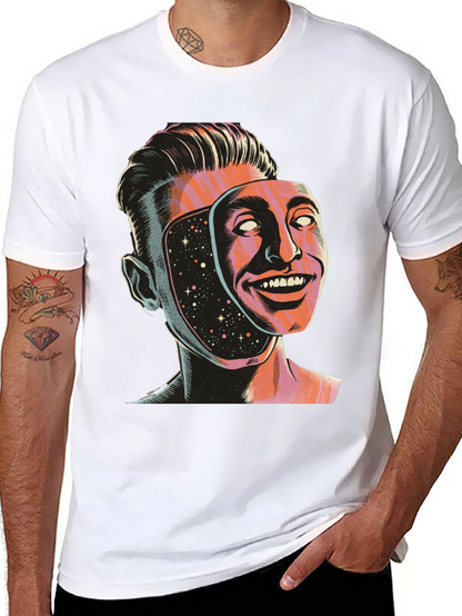 Surreal Man Face Mask Graphic Tee