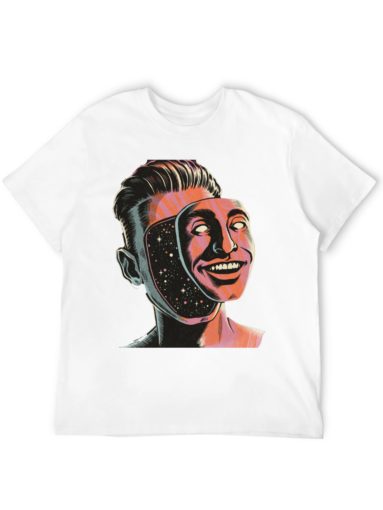 Surreal Man Face Mask Graphic Tee