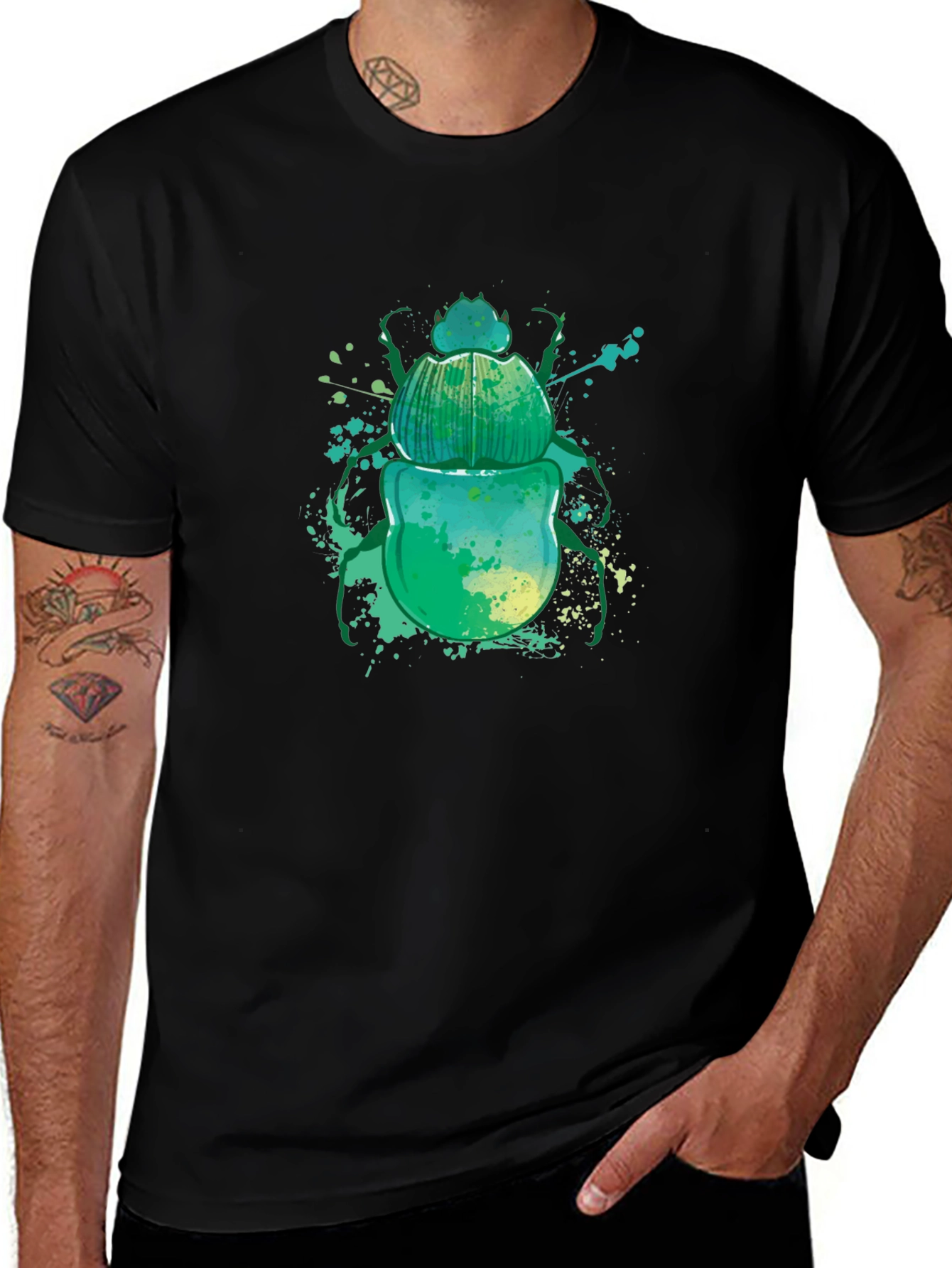 Scarab Beetle Graphic Tee - Mens Black T-Shirt